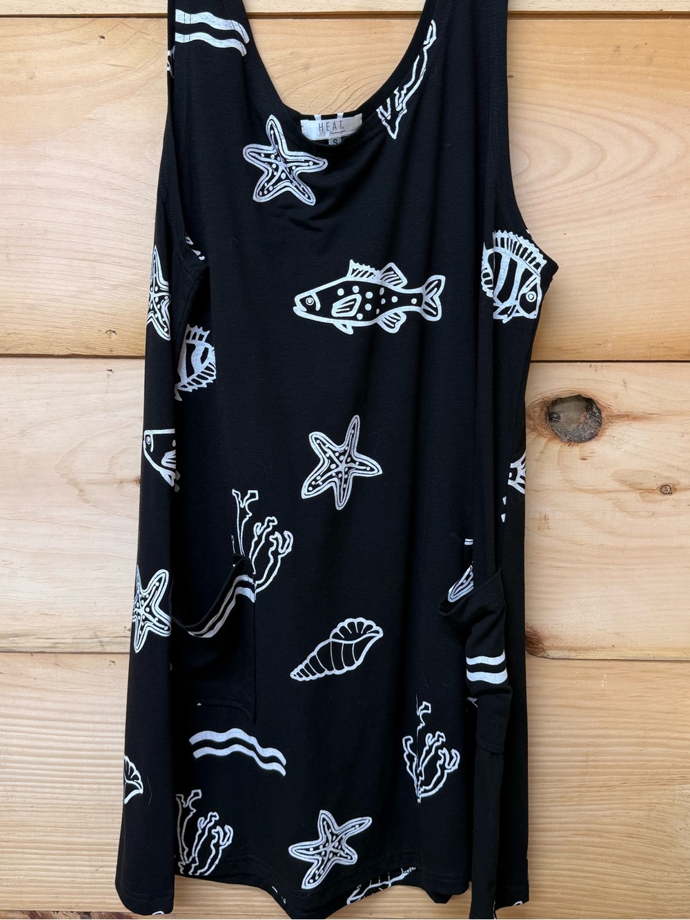 Black Graphic Sea Life Mini Dress by